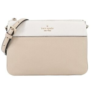 Kate Spade Leila Triple Gusset Crossbody - Light Sand/White